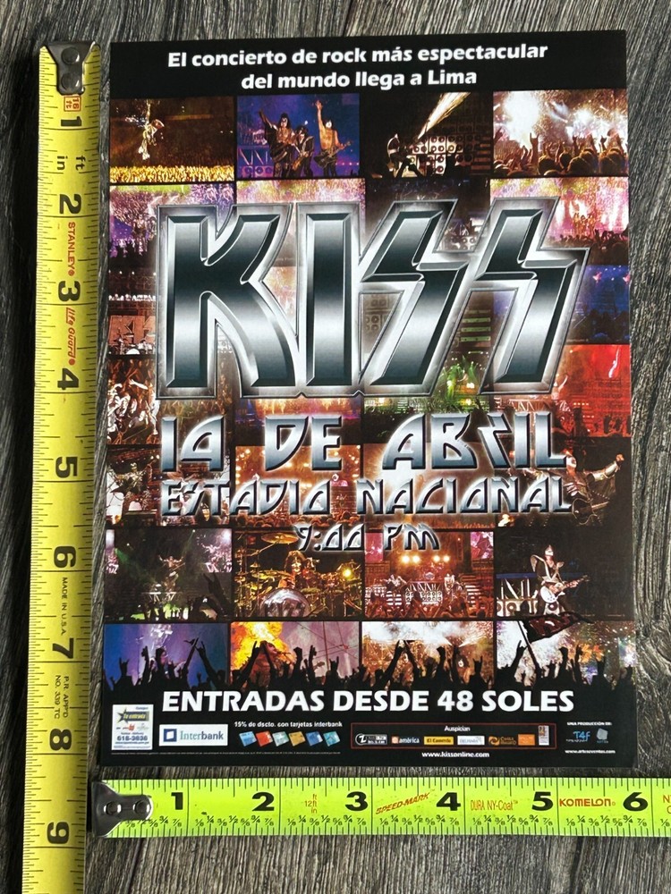 KISS Handbill Flyer Concert Ad Alive 35 Tour Peru April 14 2009 Vintage Kiss
