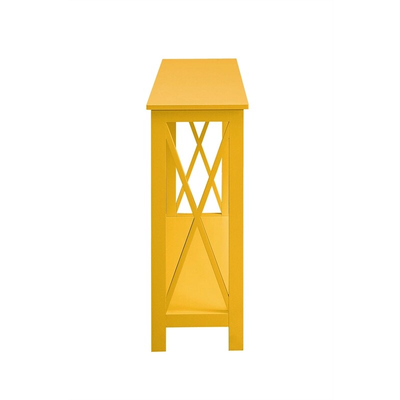 Pemberly Row Transitional Console Table in Yellow Wood Finish