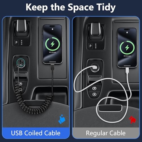 3FT iPhone Coiled Car Charger Cable, [] USB-C Coiled Cable for 3 ft Black