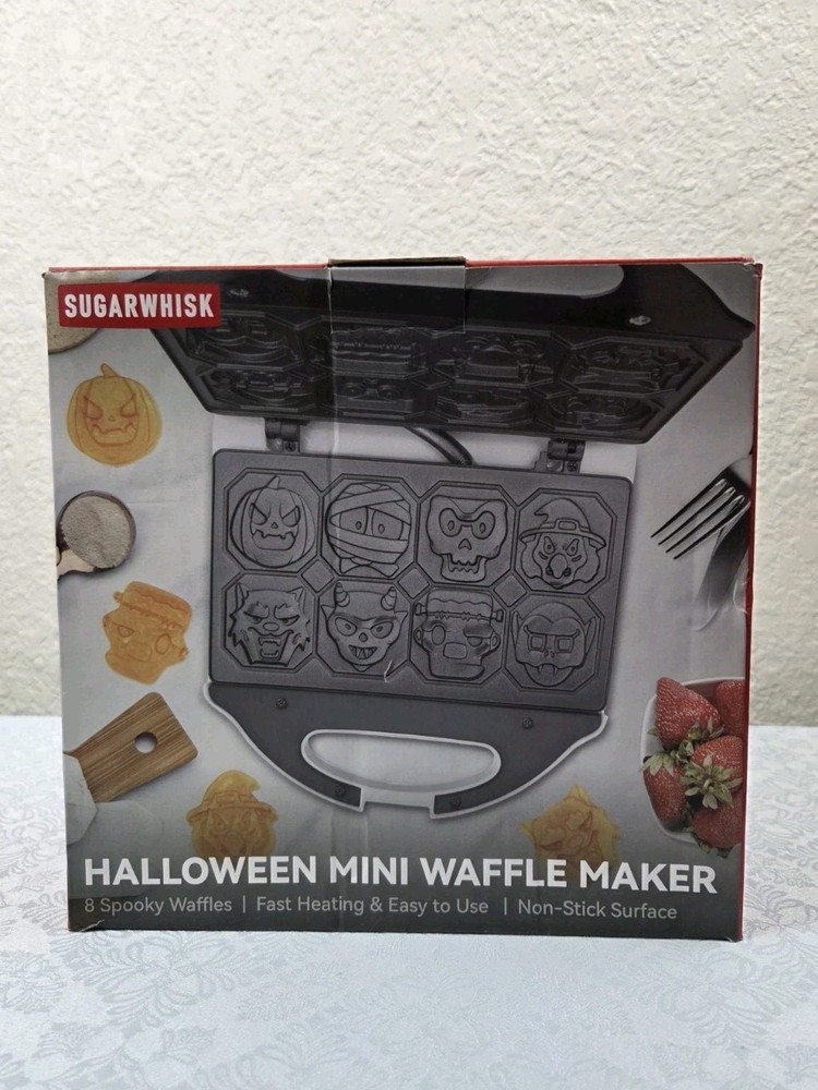 Spooky Mini Waffle Maker for Kids, Mini Pancake Maker Machine, Electric
