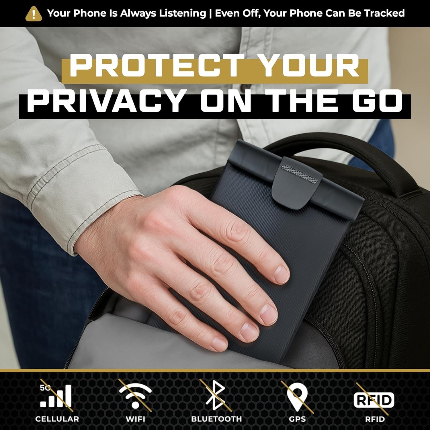 Military Grade Faraday Bag for Phones RFID Signal Blocking Pouch