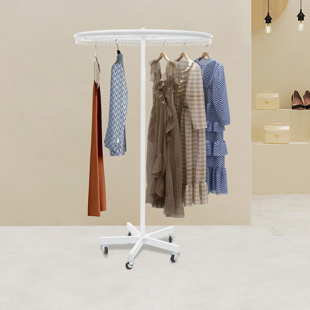 Rotatable Round Clothes Rack - Adjustable Height, Sturdy & Stylish Design
