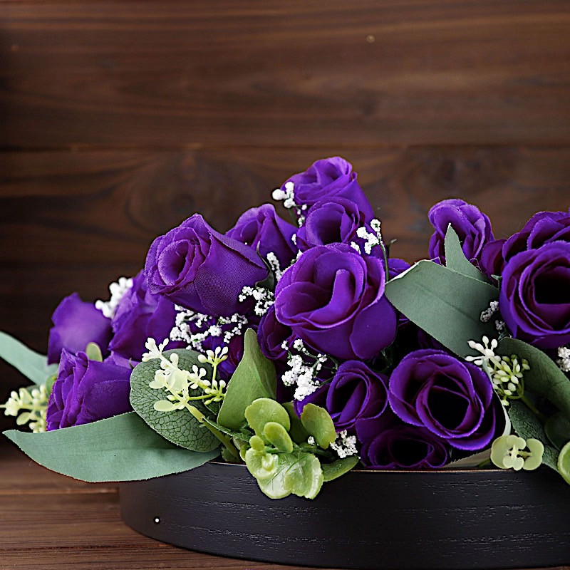 84 Purple SILK ROSE BUDS Wedding Party Flowers Bouquets Decorations on SALE