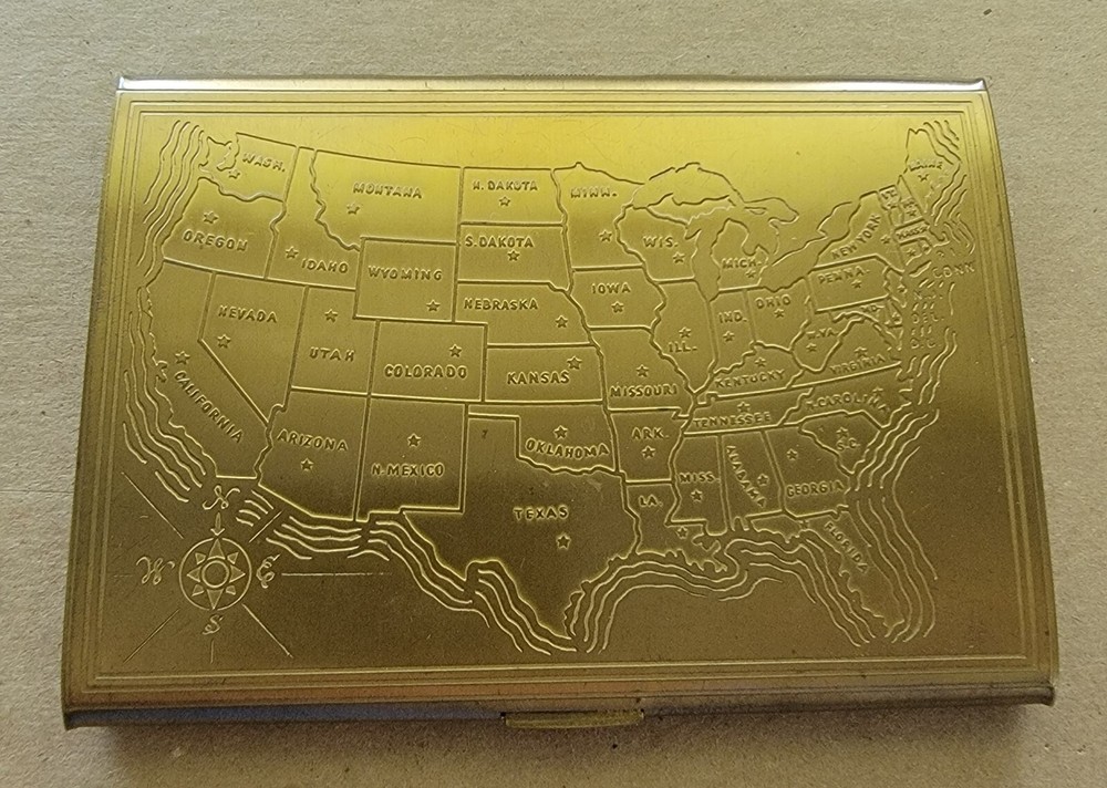 Vintage USA Map Cigarette Case
