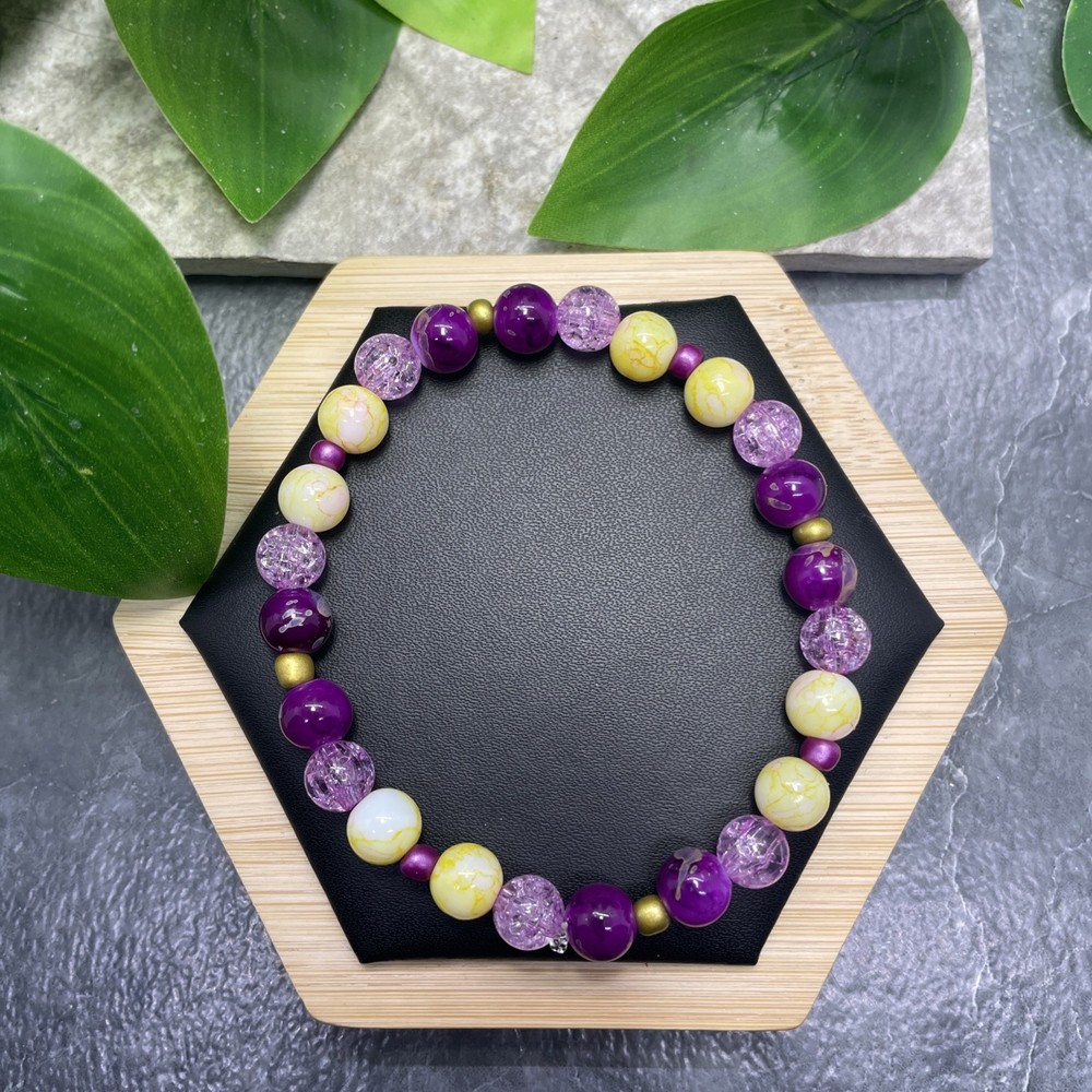 Handmade Bead Beaded Stackable 8” Plus Stretch Bracelet New Free Ship C1244