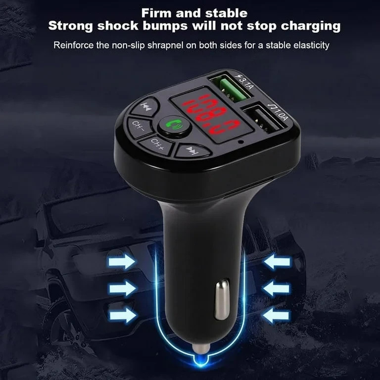 Bluetooth FM Transmitter Car Adapter – Wireless Radio MP3 Player USB Charger Kit