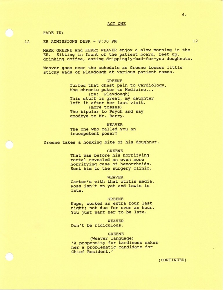 *ER - TAKE THESE BROKEN WINGS (1996) Revised First Draft Script DTD 03/20/96