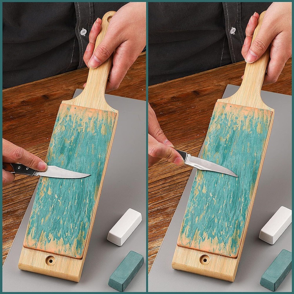 Oversize Double Sided Leather Strop Kit(14.3" X 3" Knife Stropping Leather）