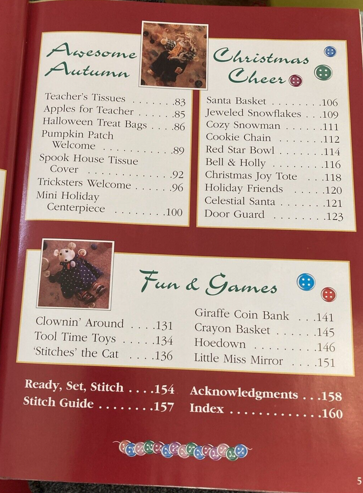 Vtg Rare Heartwarming Plastic Canvas pattern book 1996