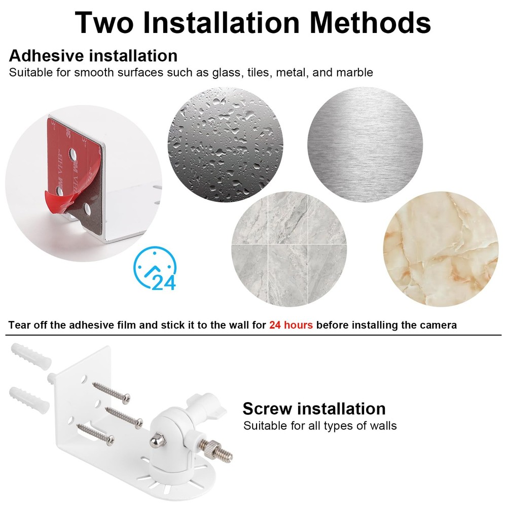 2Pack Adjustable Metal Camera Mount for Arlo Essential/XL 2nd White