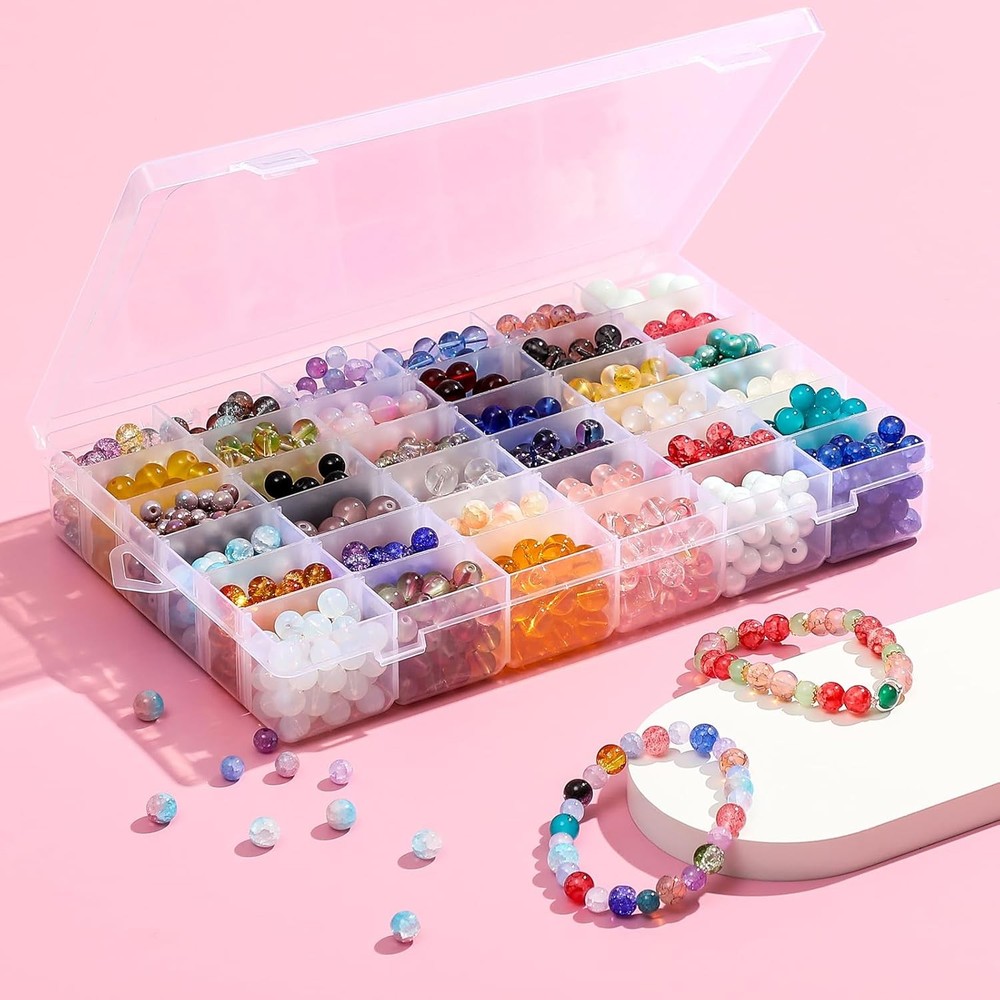 2 Pack 36 Grids Clear Plastic Organizer Box with Adjustable Dividers,