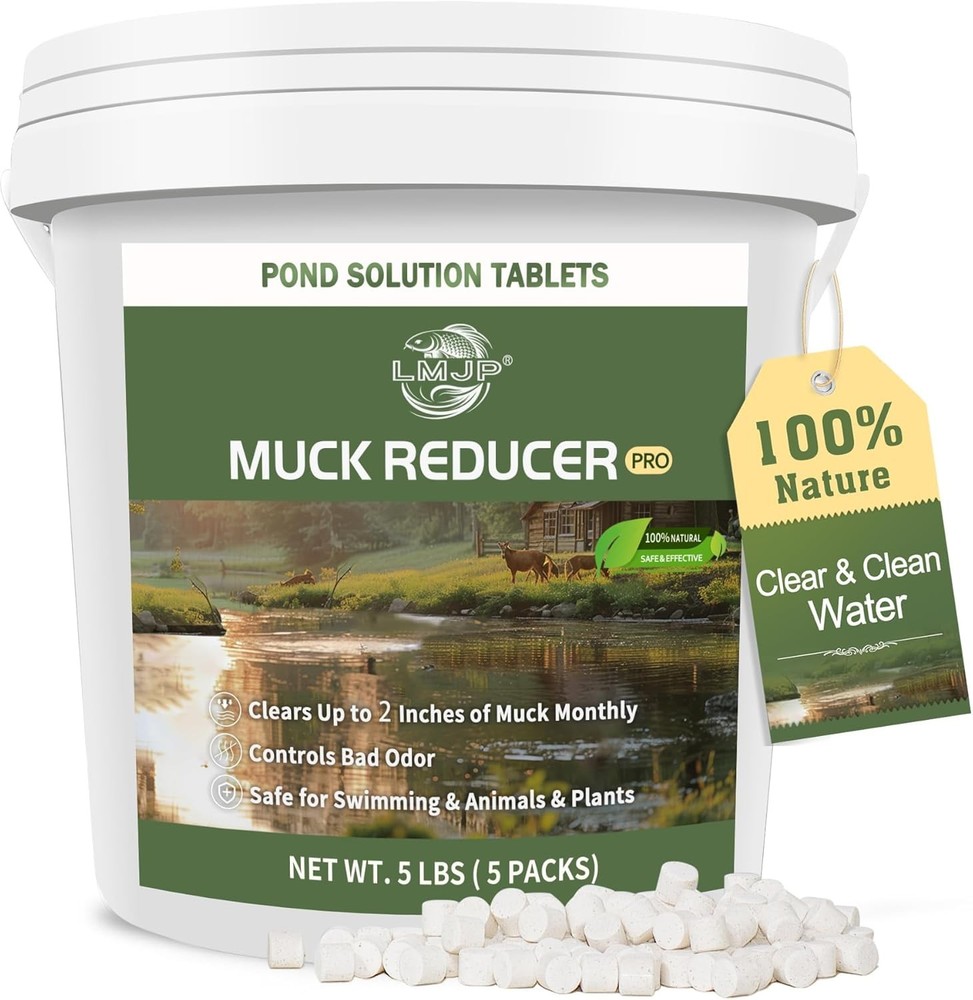 Muck Reducer - 5LB Natural Sludge Solution Tablets for Ponds & Lakes, Away Muck