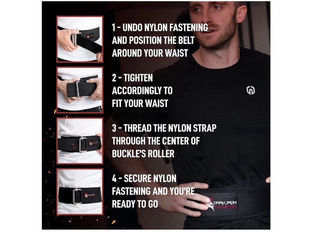 DARK IRON Self-Locking Weight Lifting Belt Size Small
