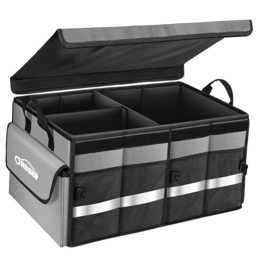Car Trunk Organizer Collapsible Multi Compartments SUV Trunk Standard Grey