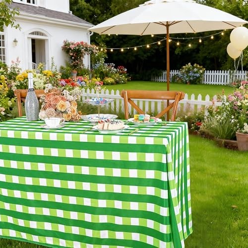 Checked Tablecloth Rectanglar : 57 x 84 Inch 57" x 84" (Rectangular) Green