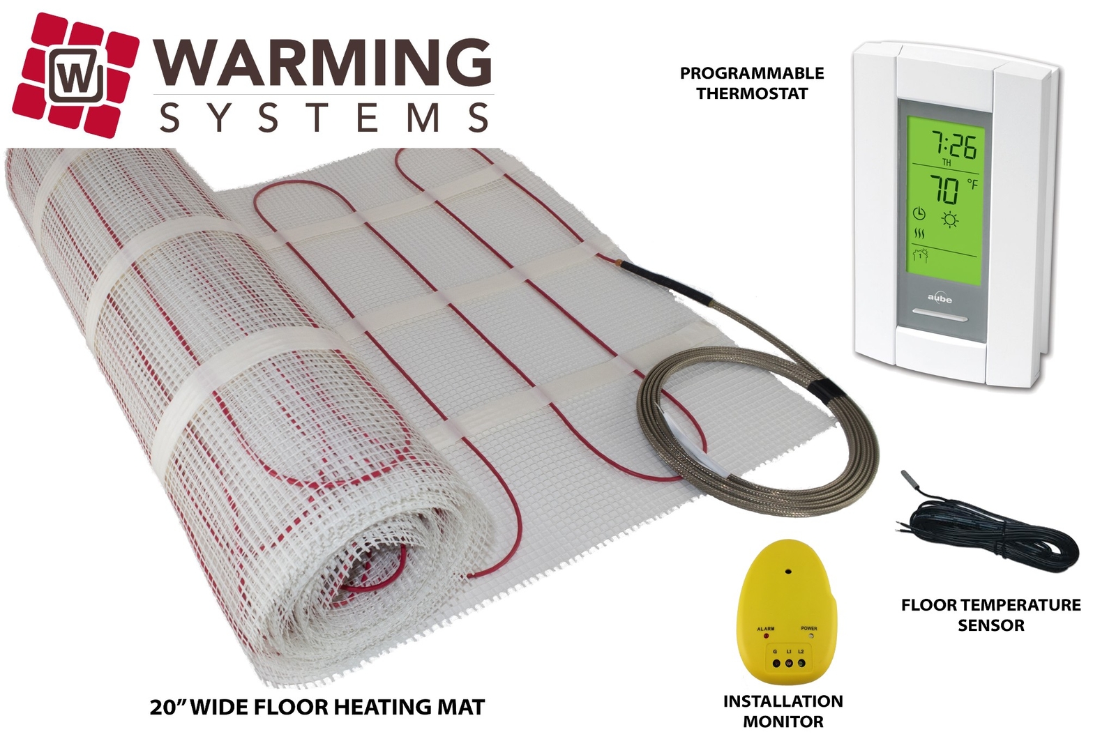 Electric Tile Radiant Warm Floor Heat Heated Kit, Mat with Prog Thermostat 120 V