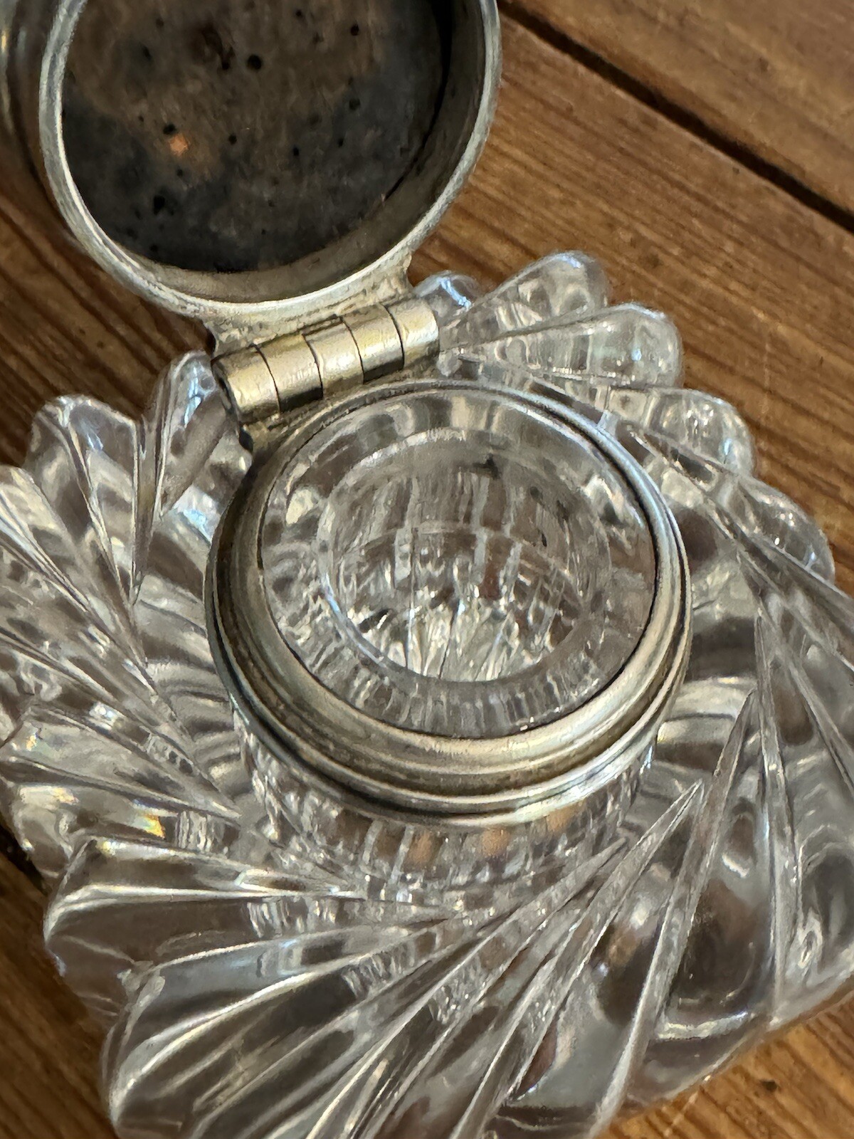 19th Century Tiffany & Co Sterling Silver and Cut Crystal 3.75” Inkwell and Cap