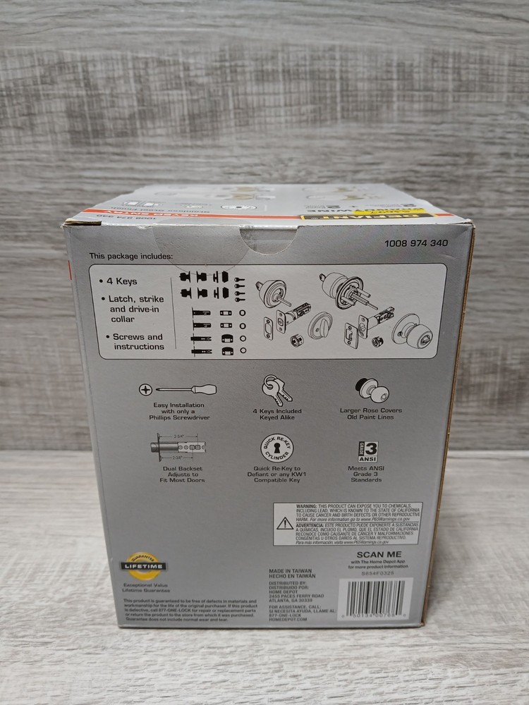 Defiant Brandywine 2 Pack Single Cylinder Deadbolt + 2 Keyed Entry Knobs NEW