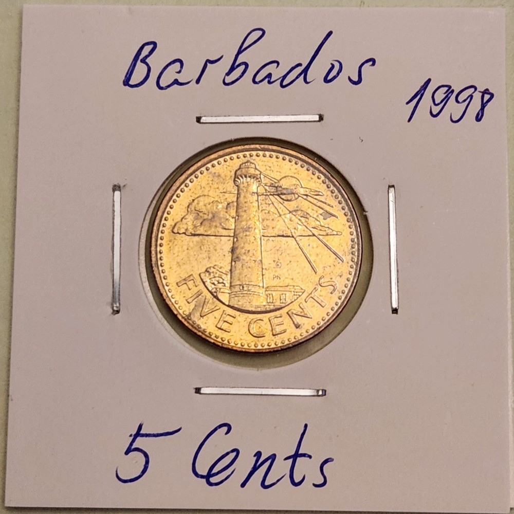 Barbados coin,  5 Cents,  1998