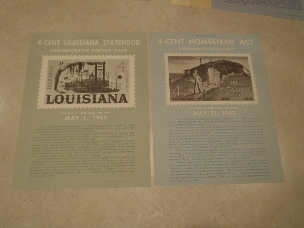 Vintage Postage Stamp Bulletin Poster Lot 1960s Post Office Air Mail 1962 1963