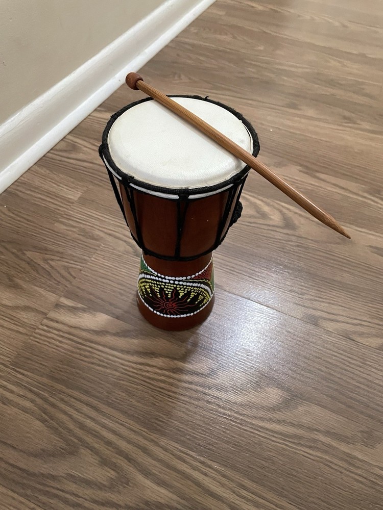 Hand Crafted Mini Wood Drum Hand Painted