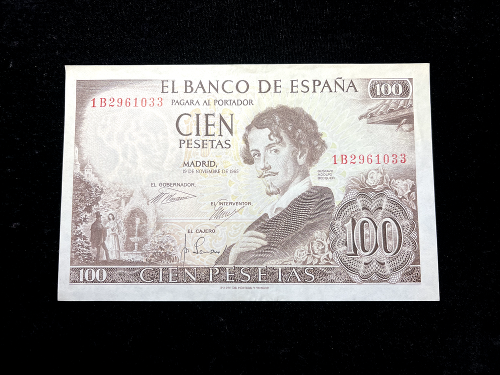 1965 Spain *100 Pesetas* Note (UNC)