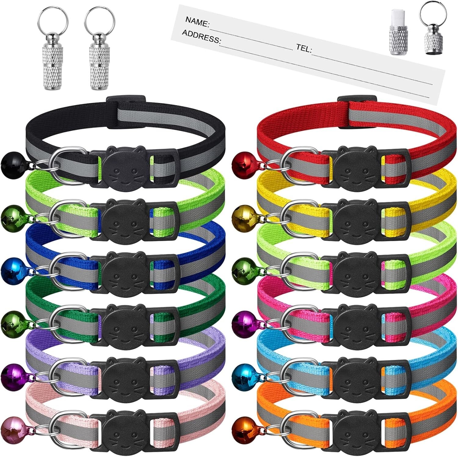 Extodry 12 OR 4 Pack Reflective-Breakaway Cat Collars with Bells,Safety Buckle