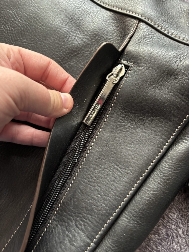 Lodis Black Leather Messenger Bag
