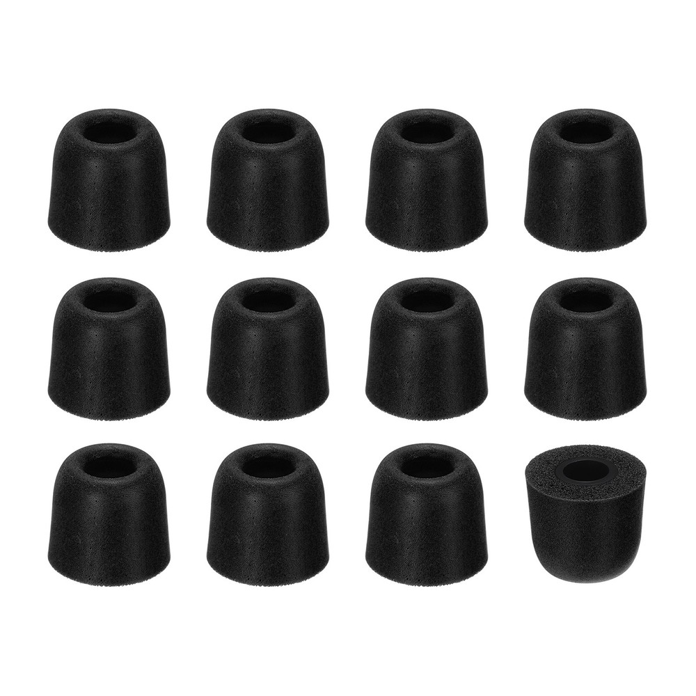 Memory Foam Earbud Tips (4.9mm/0.19"), 12Pcs - Medium Ear Bud Tips, Black