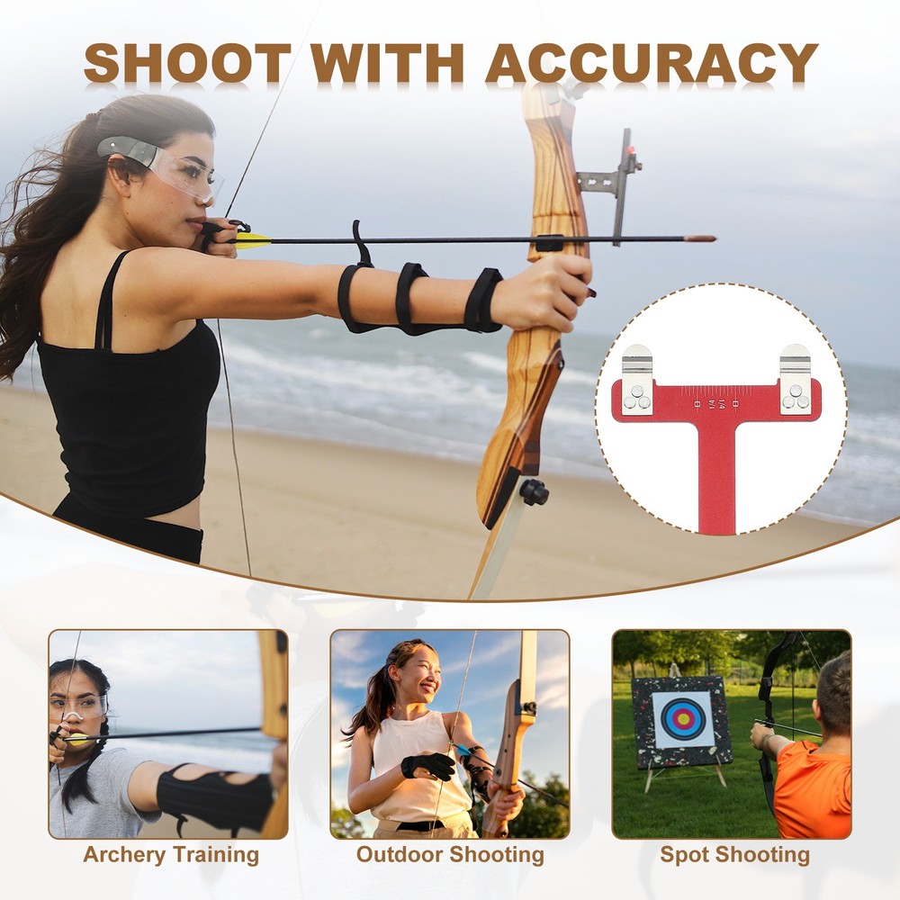 Archery Bow Square, T-Shape Ruler Turning Bow String Measurement Tool Red