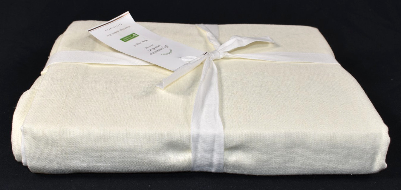 Pottery Barn Essential Linen Cotton King Bed Skirt Ivory 14" Drop NEW