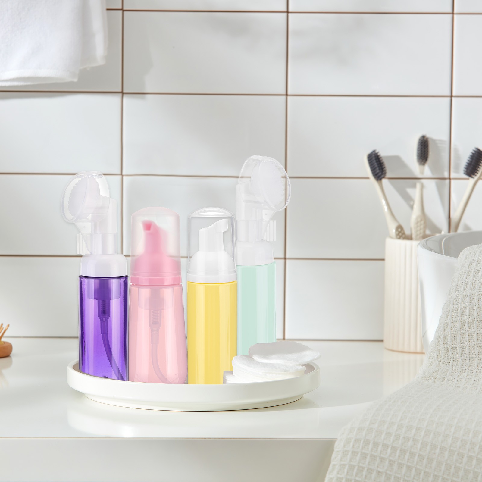 2 Oz Empty Foam Pump Bottle, 12 PCS Soap Dispenser, Black/Silver