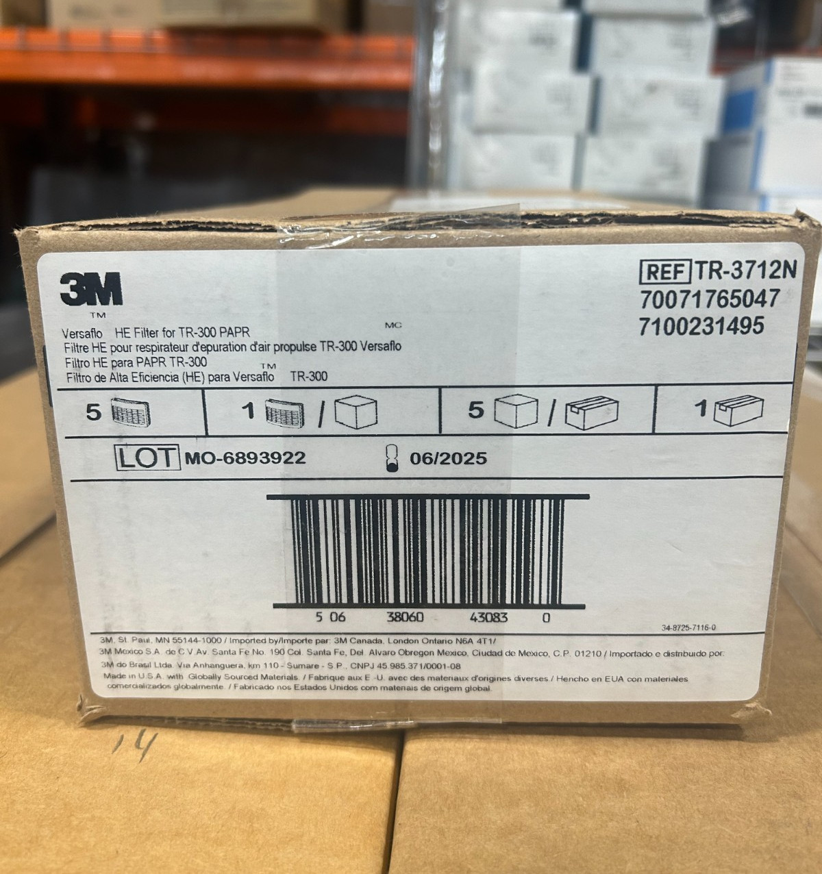 3M TR-3712N-5 High Efficiency Filter For Versaflo TR-300 PAPR 5/Cs Expired 06/25