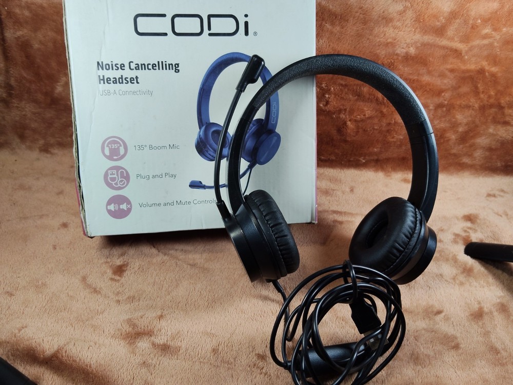 CODi Noise Cancelling Headset USB A Connectivity Boom Mic Plug and Play