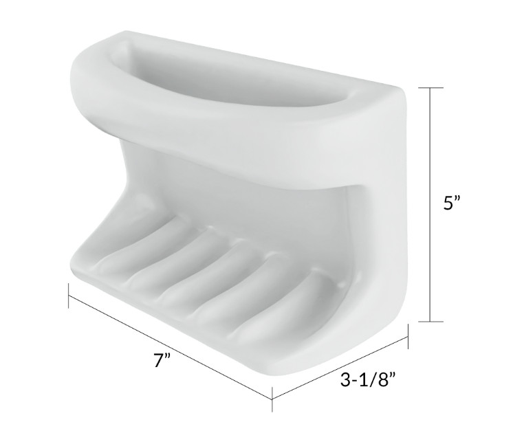 Lenape 4-1/4 in. x 6-1/4 in. White Ceramic Soap Dish and Cloth Holder - NEW