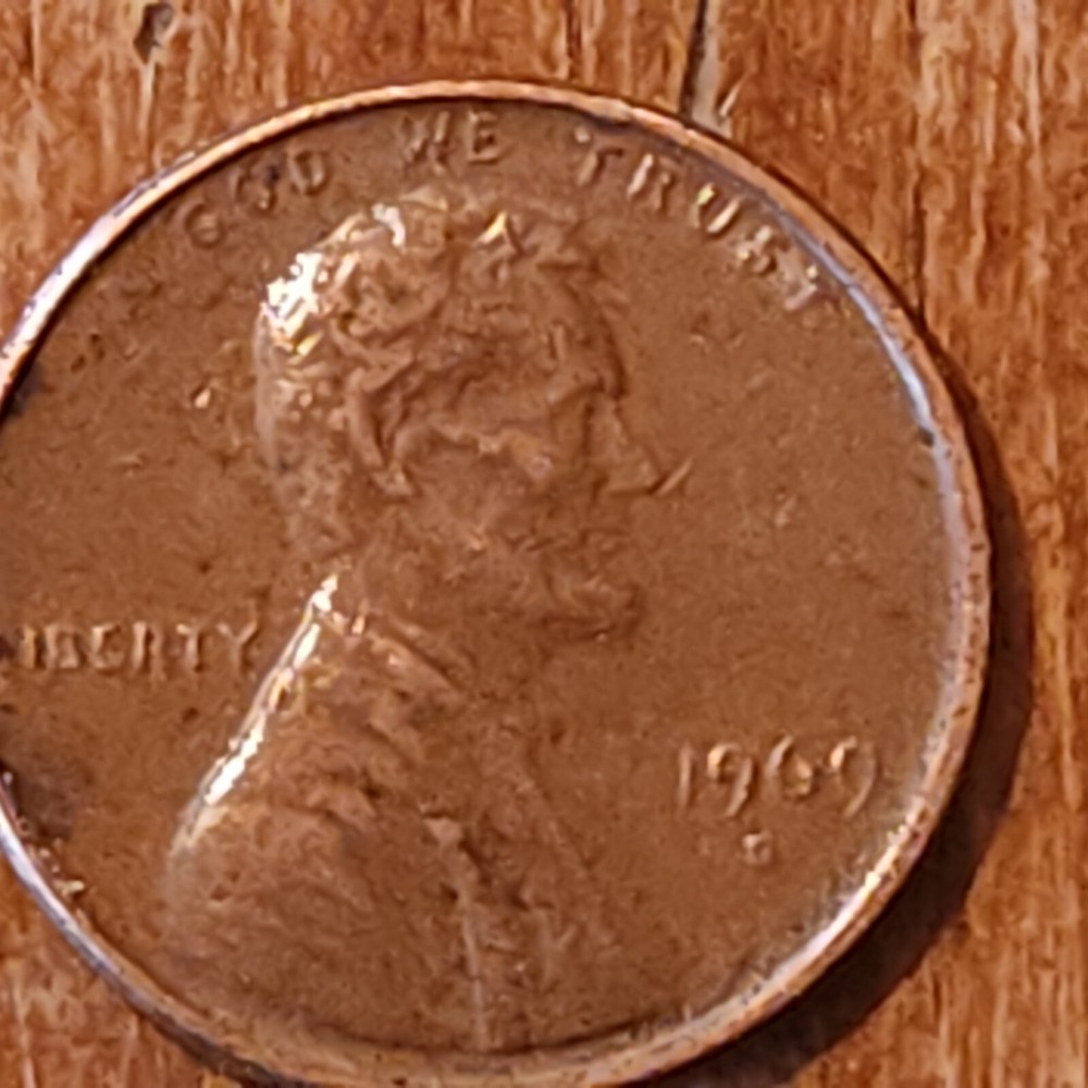 1969 D Lincoln Penny Error, Floating Roof, Missing FG Circulated