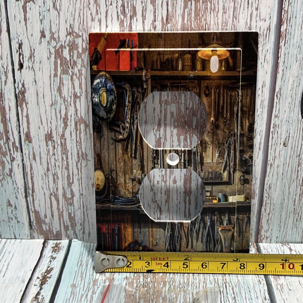 Rustic Tools,2 OutletsWall Switch Plate.NIP