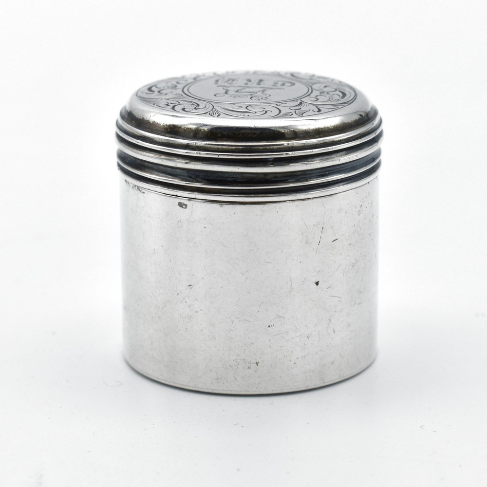 Antique Early Victorian Solid Silver Pill Box Snuff Pyx Box 1844