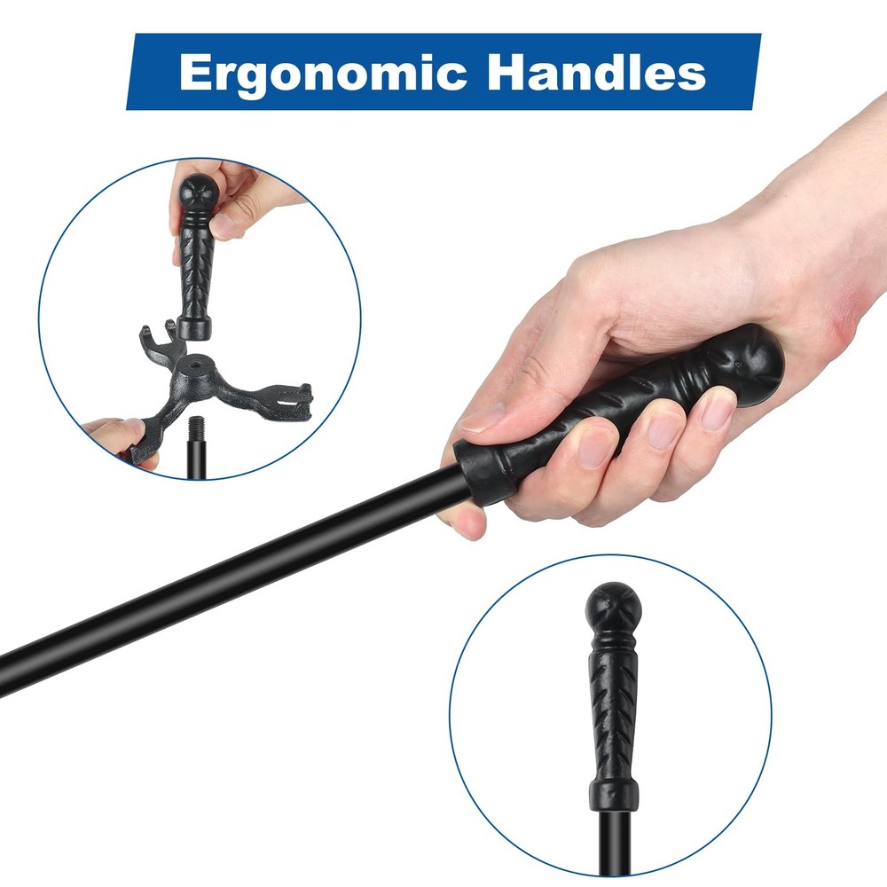 Fireplace Tool Sets with Stand Cast Iron Fire Tools Fireplace Accessories Woo...