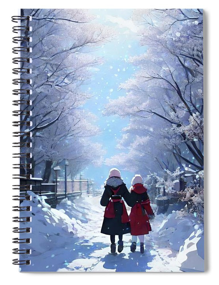 Winter Walk Spiral Notebook Blank Notebook Lined Journal 8 X 6 Notebook