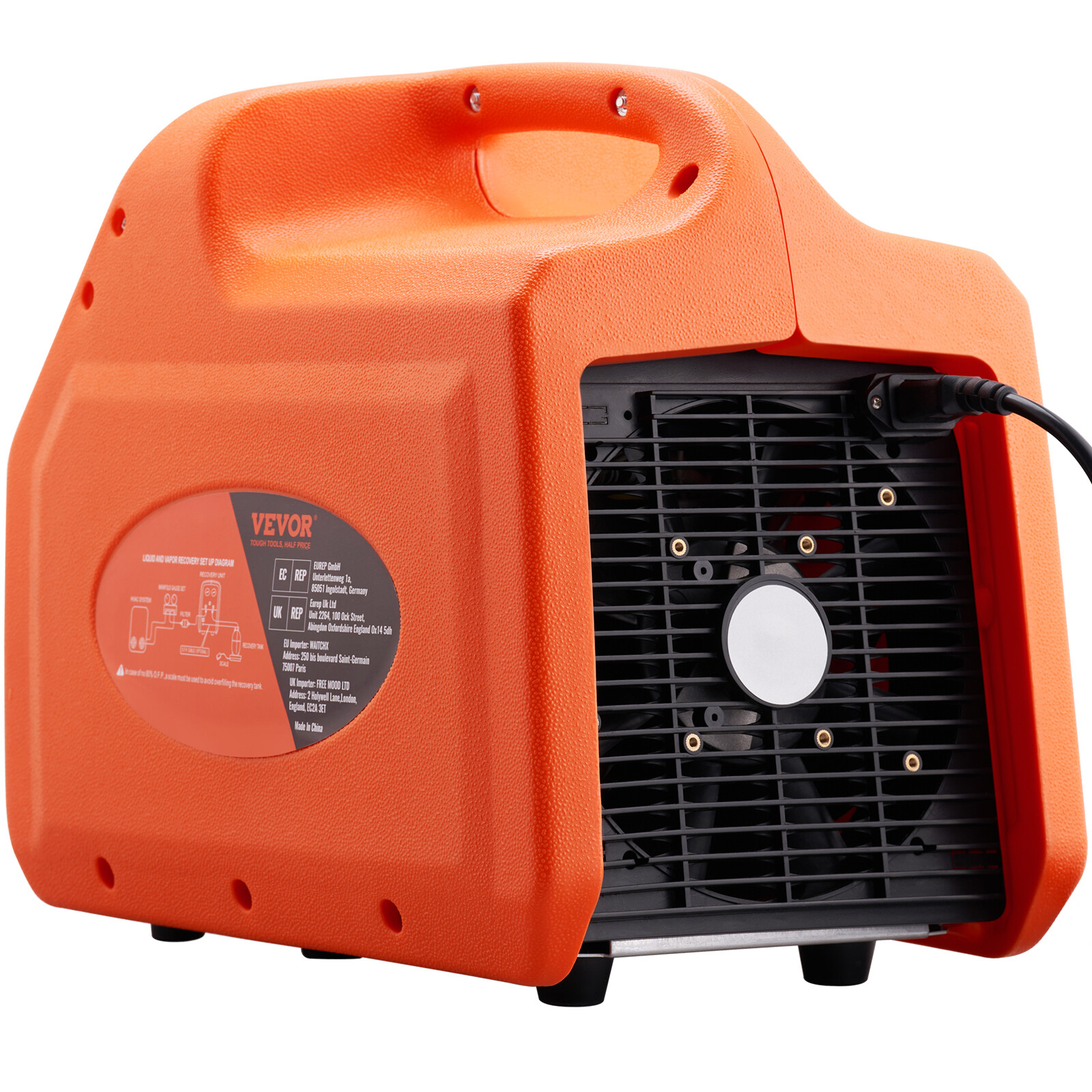 VEVOR Portable 3/4 HP Refrigerant Recovery Machine for Vapor Liquid Refrigerant