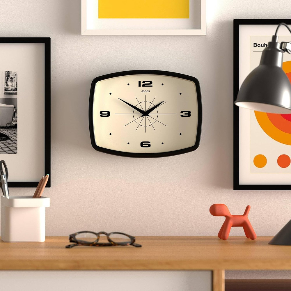 ® Movie Wall Clock | Rectangular Retro Clock | 10 Inch | Black | Cool Mid-Centur