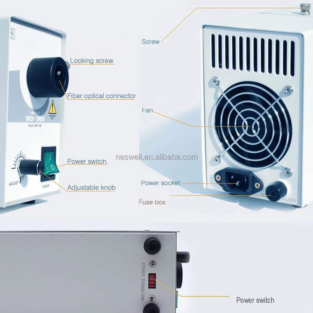 150W Single Hole Portable Halogen Cold Light Source for Microscope Endoscope