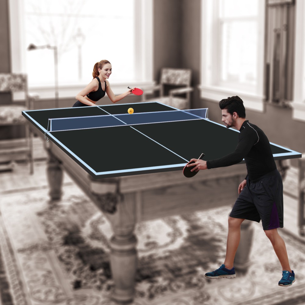 9ft Foldable Ping Pong Table Top for Indoor Use, Portable Conversion Top w/ Net