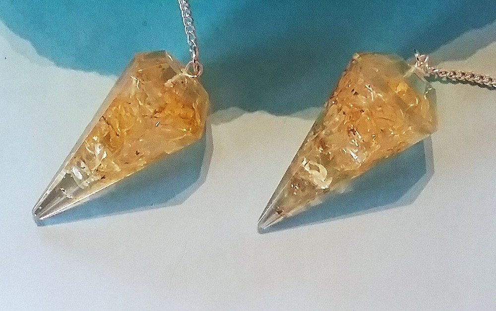 ORGONE CITRINE DOWSING PENDULUM, Yellow CITRINE PENDULUM, Orgone Pendulum