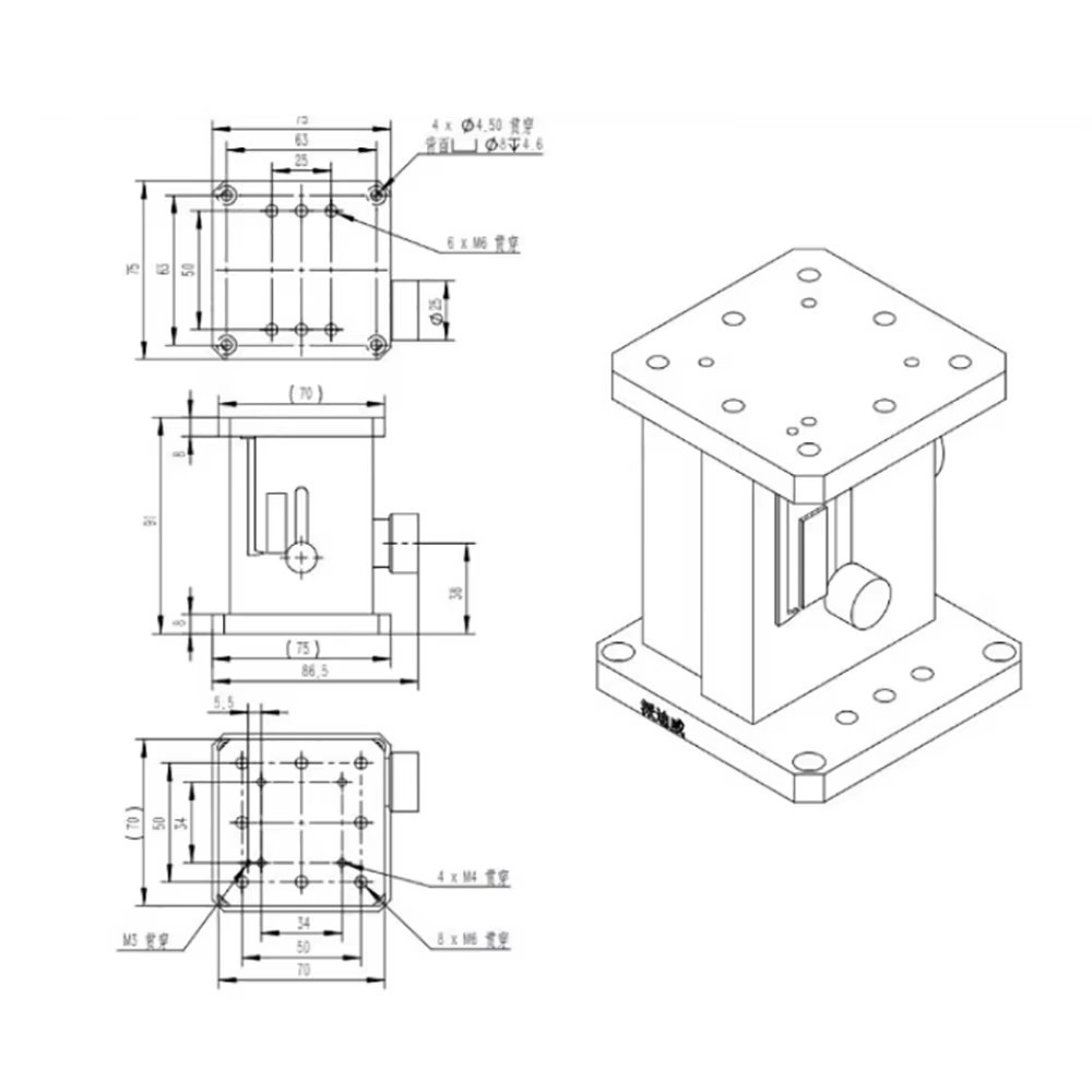 Precision Manual Lifting Stage Z-Axis Lift Table Elevating Platform Linear Stage
