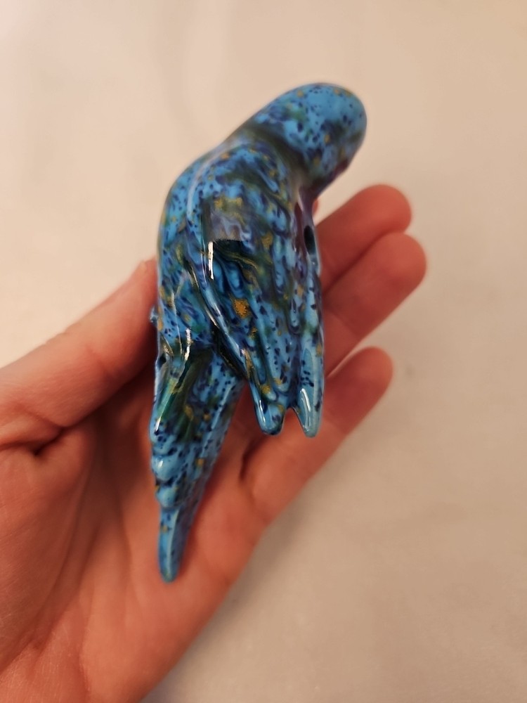 Vintage Large Speckled Bird Ceramic Macrame Bead