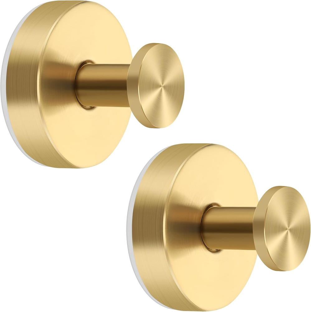 Gold Suction Cup Hooks 2 Pack for Shower, Bathroom, Kitchen, Tile