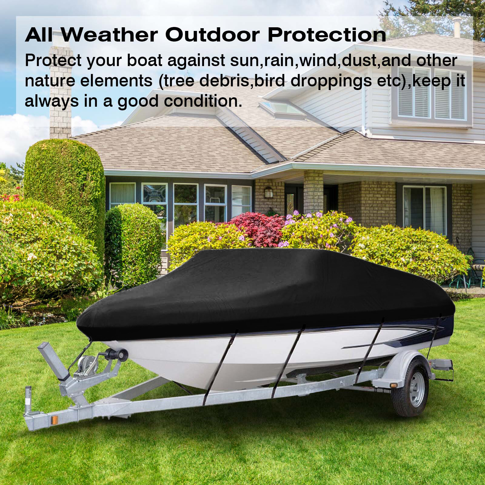 17' 18' 19' Heavy Duty Boat Cover Trailerable Fishing Ski Bass V-Hull Runabouts