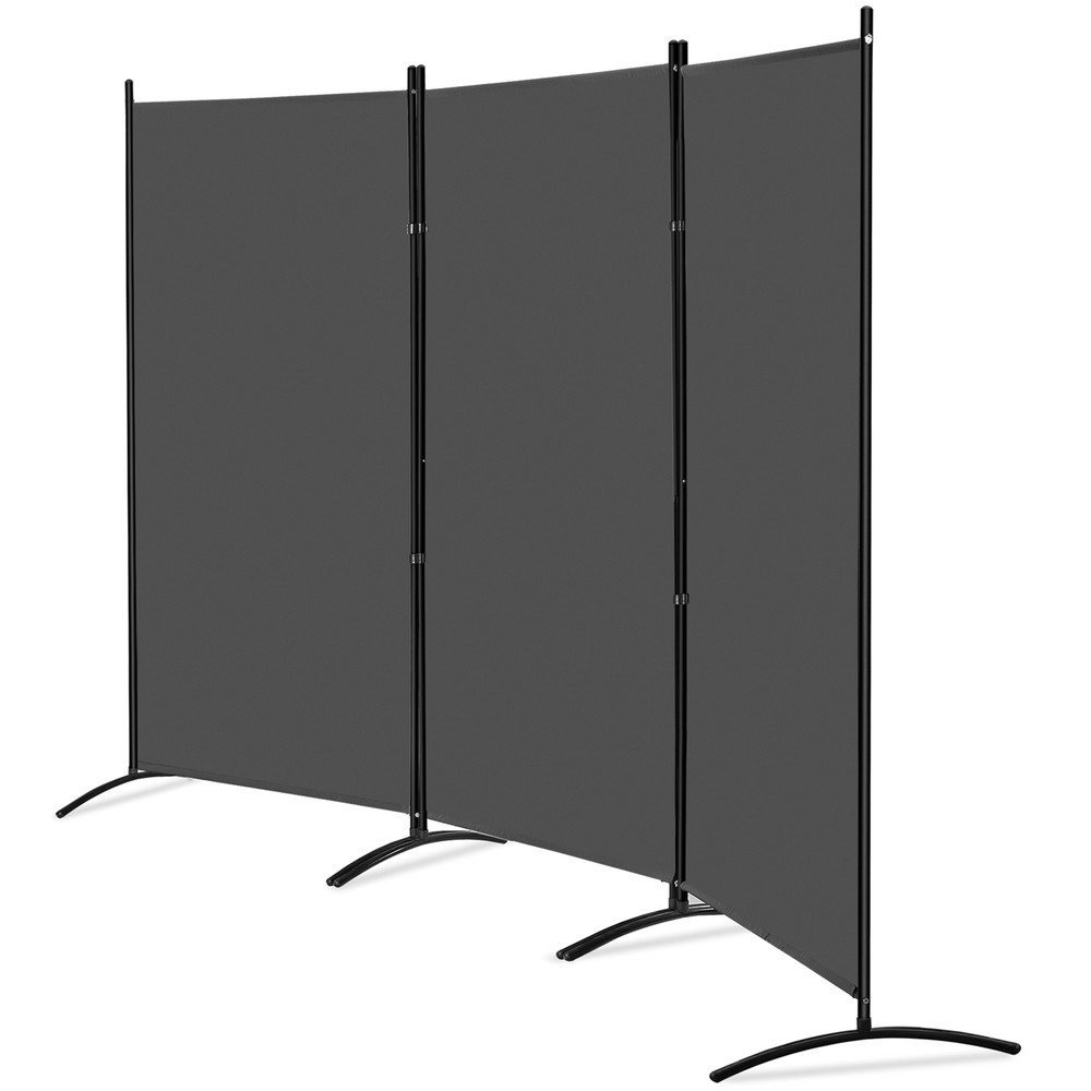 3 Panel Room Divider 6 FT Tall Folding Privacy Screens Partition Separator Gray